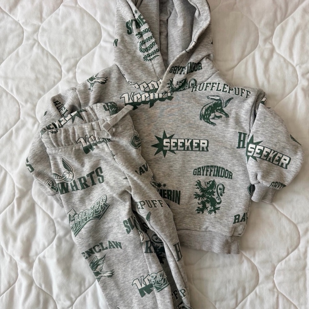 Gray H&M Harry Potter Themed Hoodie and Pants Set